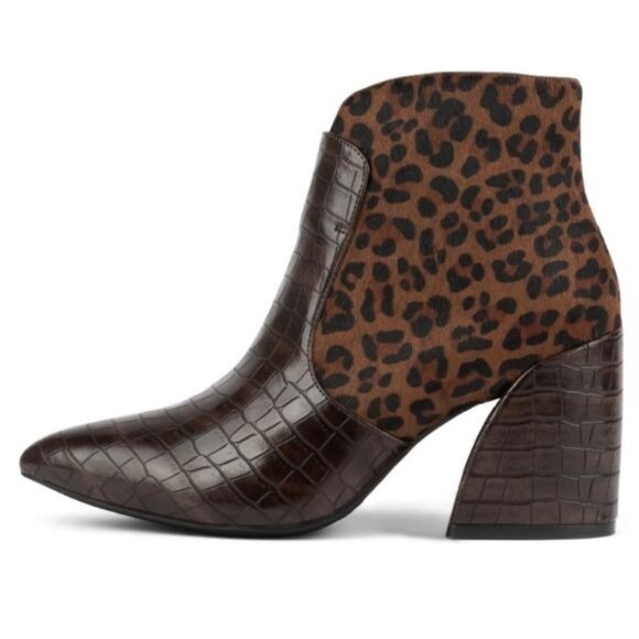 Jeffrey Campbell Bentlee Bootie Size 8 Cheetah Brown Calf Hair Leather NEW - Picture 1 of 10